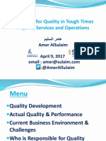 Managing For Quality in Tough Times Projects, Services and Operations