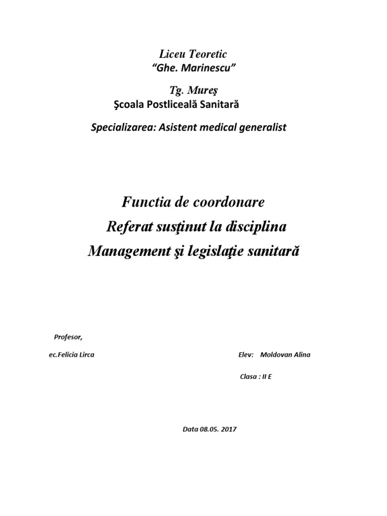 Functia de Coordonare | PDF