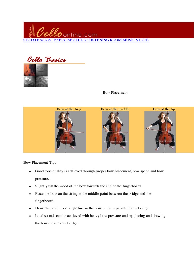 Cello Basics Exercise Studio Listening Room Music Store Pdf