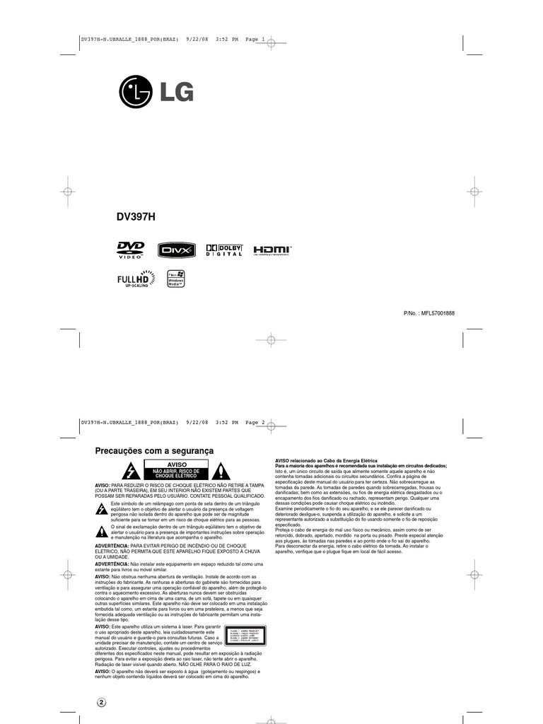 Manual Dvd Player Lg Dv397h HDMI DVD