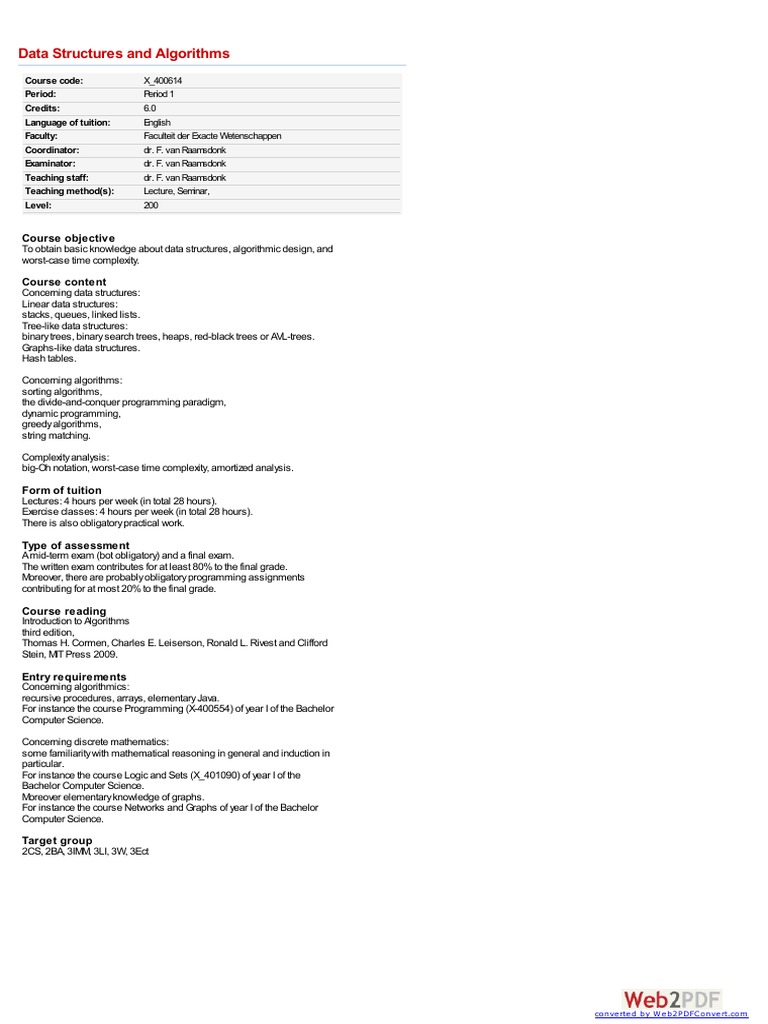 Data Structures and Algorithms | PDF