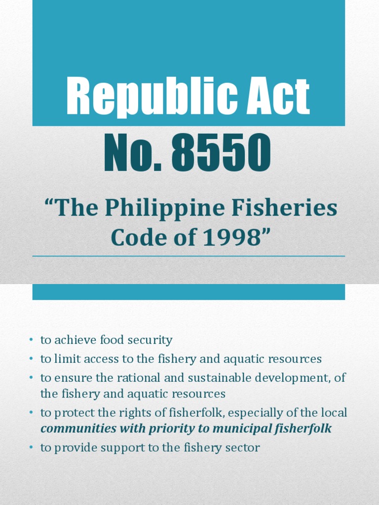 Republic Act "The Philippine Fisheries Code of 1998" PDF Fish And Humans Fish