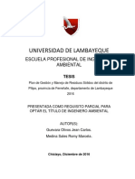 Tesis Plan de Gestion y Manejo de Residuos Solidos Del Distrito de Pitipo, Provincia de Ferreñafe