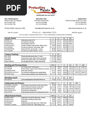 Price List