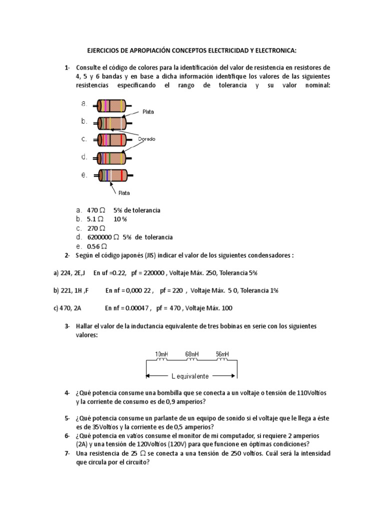 Ejercicios de Electricidad y Electrónica | PDF | Resistencia Eléctrica ...