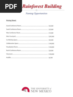 Pricing Sheet