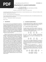 The Generating Function of A Canonical Transformation