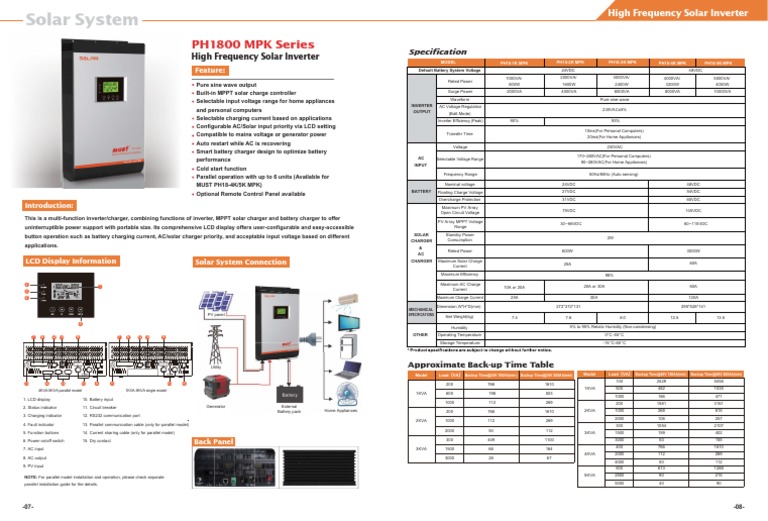 High Frequency Solar Inverter Specification | PDF | Power Inverter ...