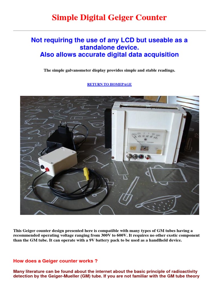 Simple Digital Geiger Counter Design | PDF | Vacuum Tube | Resistor