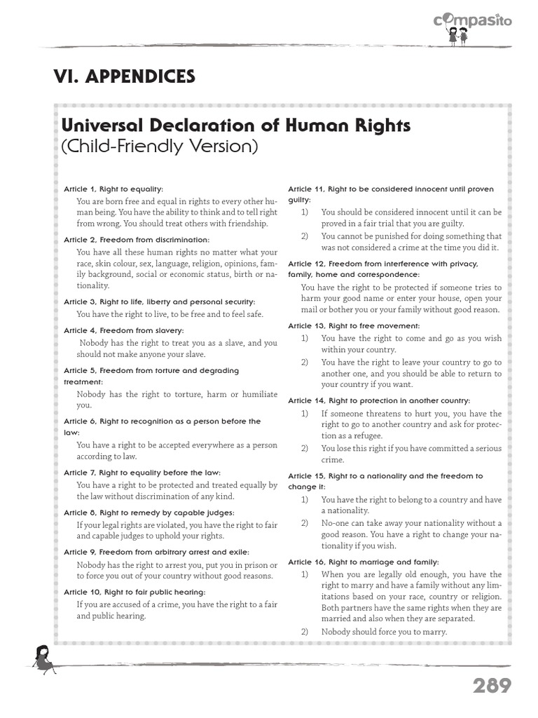 Universal declaration of human rights child friendly version a