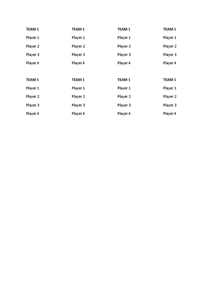 Team 1 Player Roster Overview | PDF