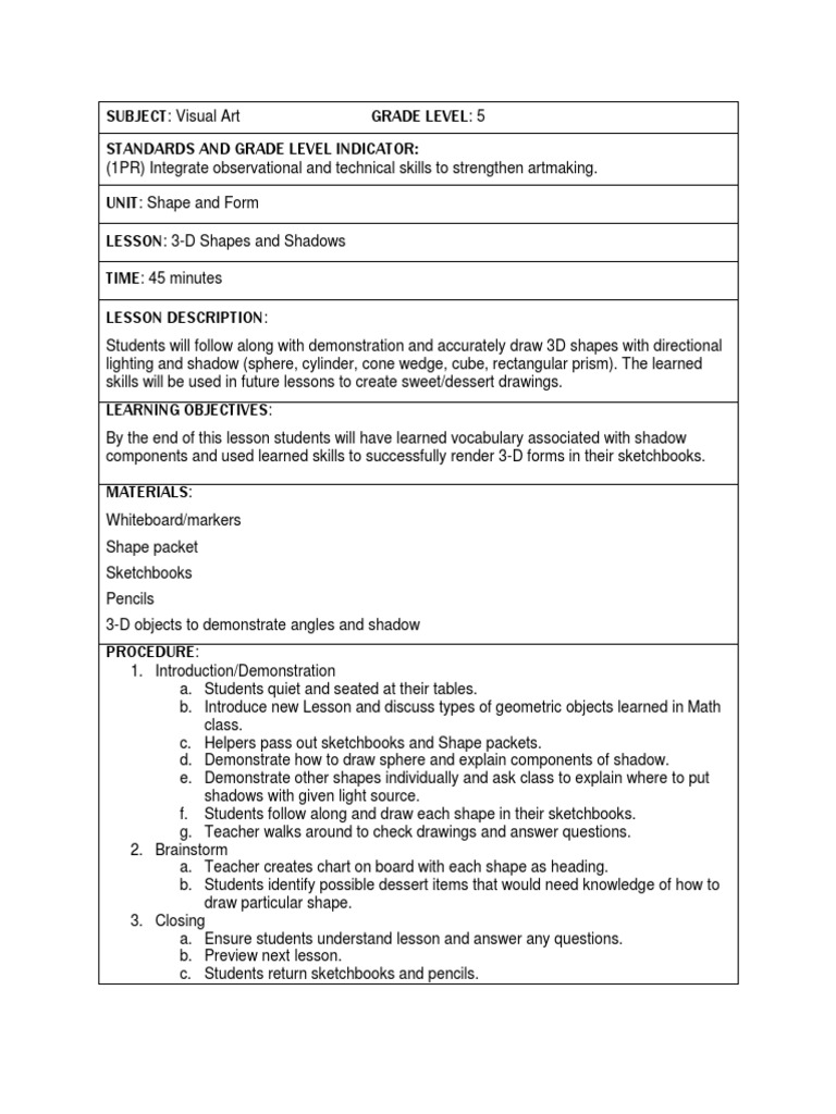 Grade 5 Lesson 2 | PDF | Shape | Pedagogy
