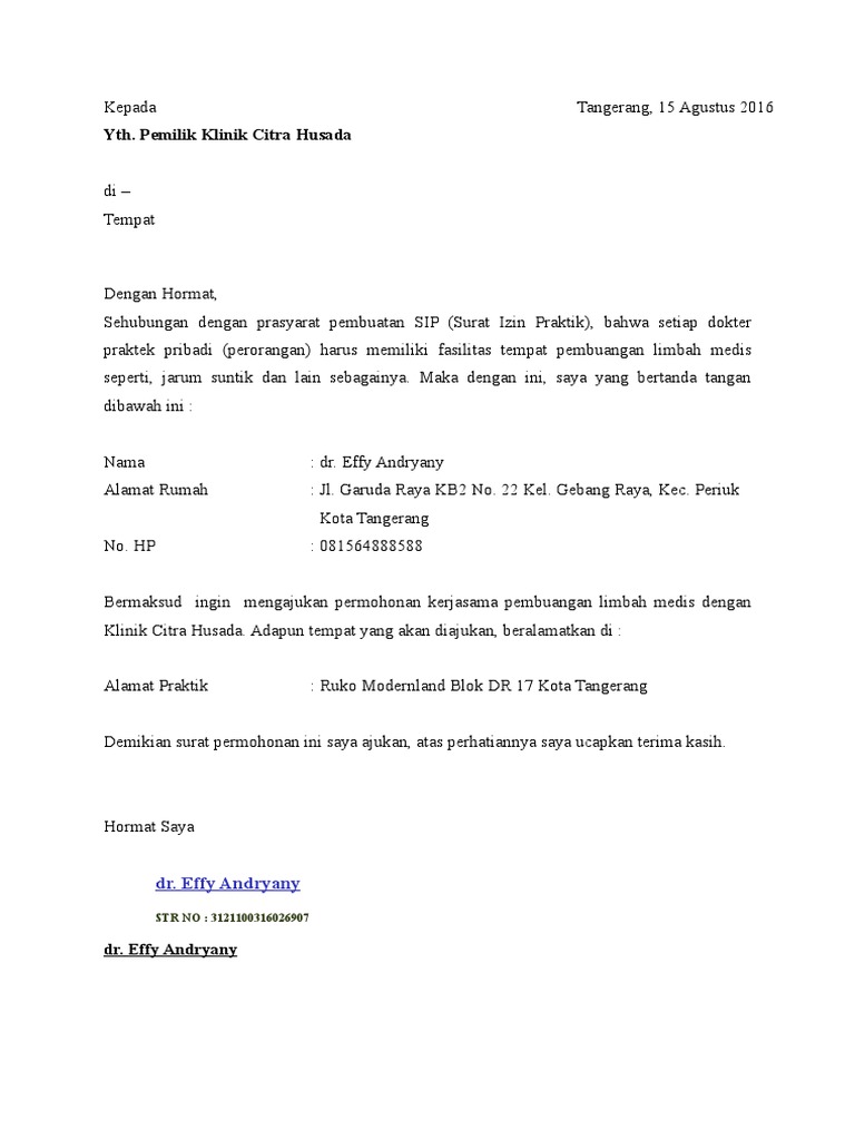 contoh surat pemohonan kerja