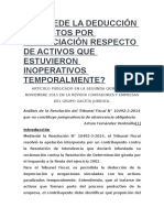 Procede La Deducción de Gastos Por Depreciación de Activos Que Estuvieron Inoperativos Temporalmente