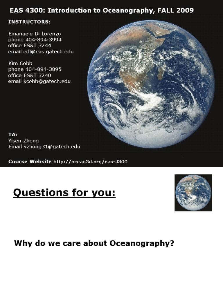EAS 4300: Introduction To Oceanography, FALL 2009: Instructors | PDF ...