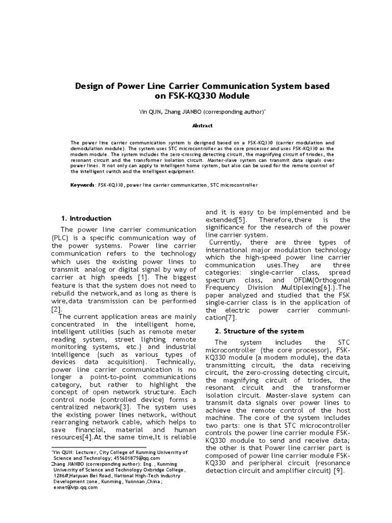 KQ330 Power Line Carrier System Design | PDF | Modulation | Data ...