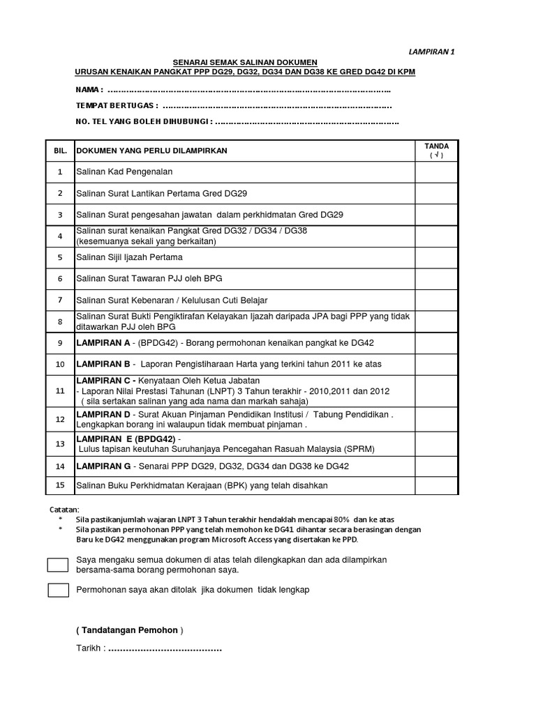 Senarai Semak Kenaikan Pangkat Pdf