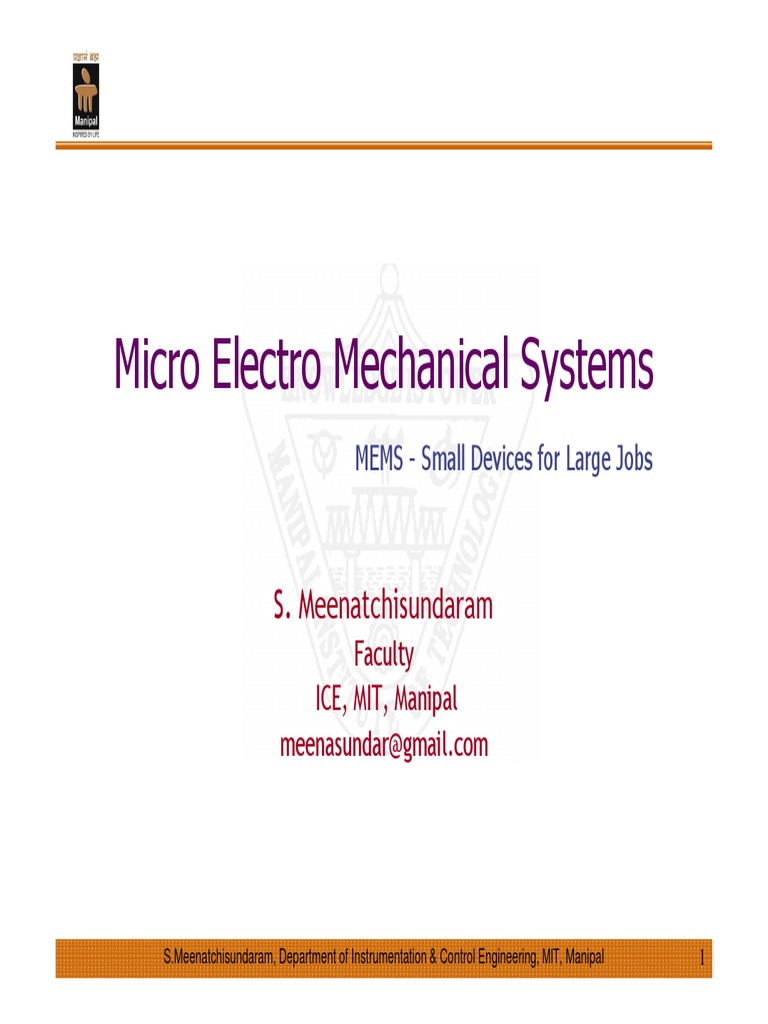 MEMS Lecture | PDF | Microelectromechanical Systems | Integrated Circuit
