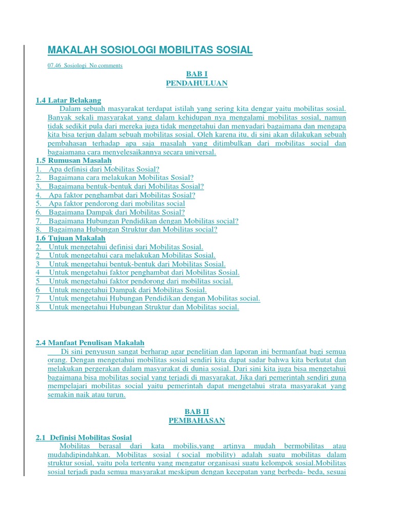 Makalah Sosiologi Mobilitas Sosial 2