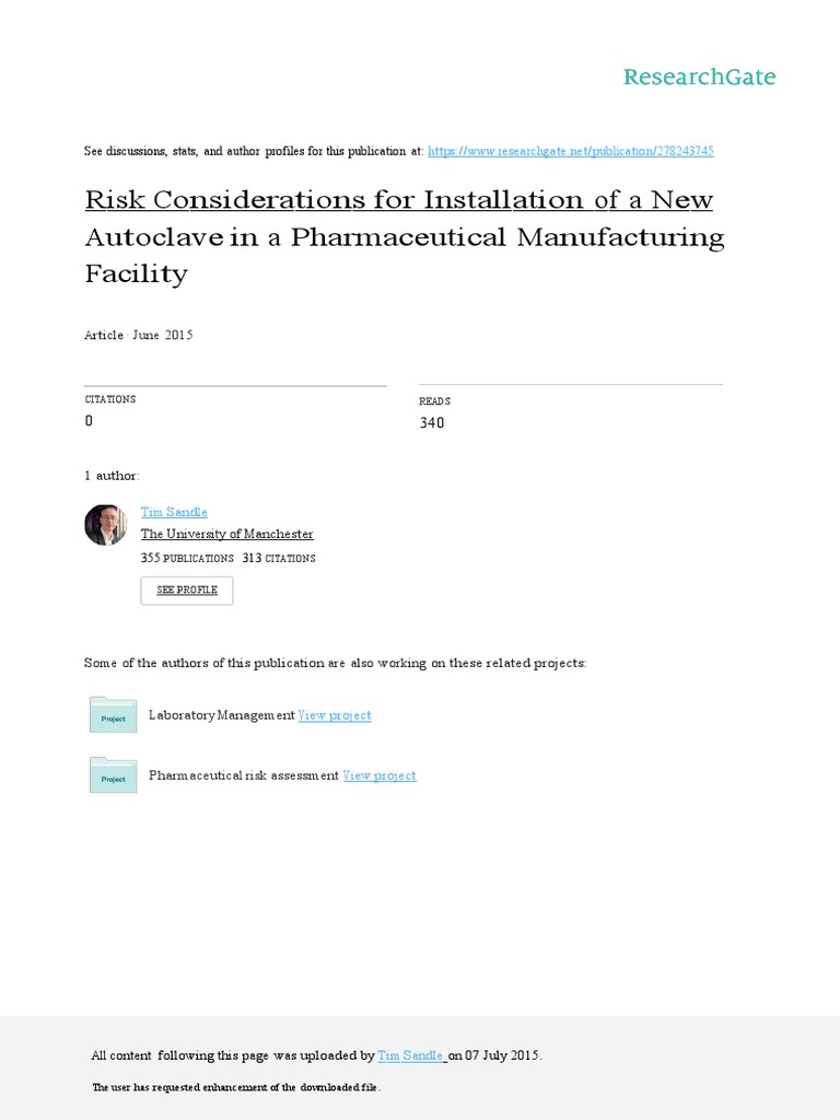 Autoclave Risk Assessment in Pharma | PDF | Risk Management ...
