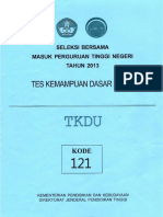 Naskah Soal SBMPTN 2013 Tes Kemampuan Dasar Umum (TKDU) Kode Soal 121 by (Pak-Anang - Blogspot.com) PDF