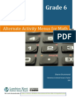 Alternate Activity Menus For Math Grade 6