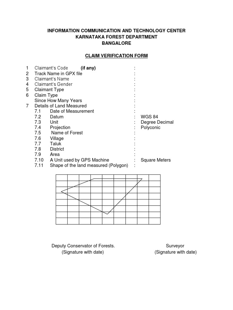 Karnataka Forest Claim Verification Form | PDF | Visualization ...