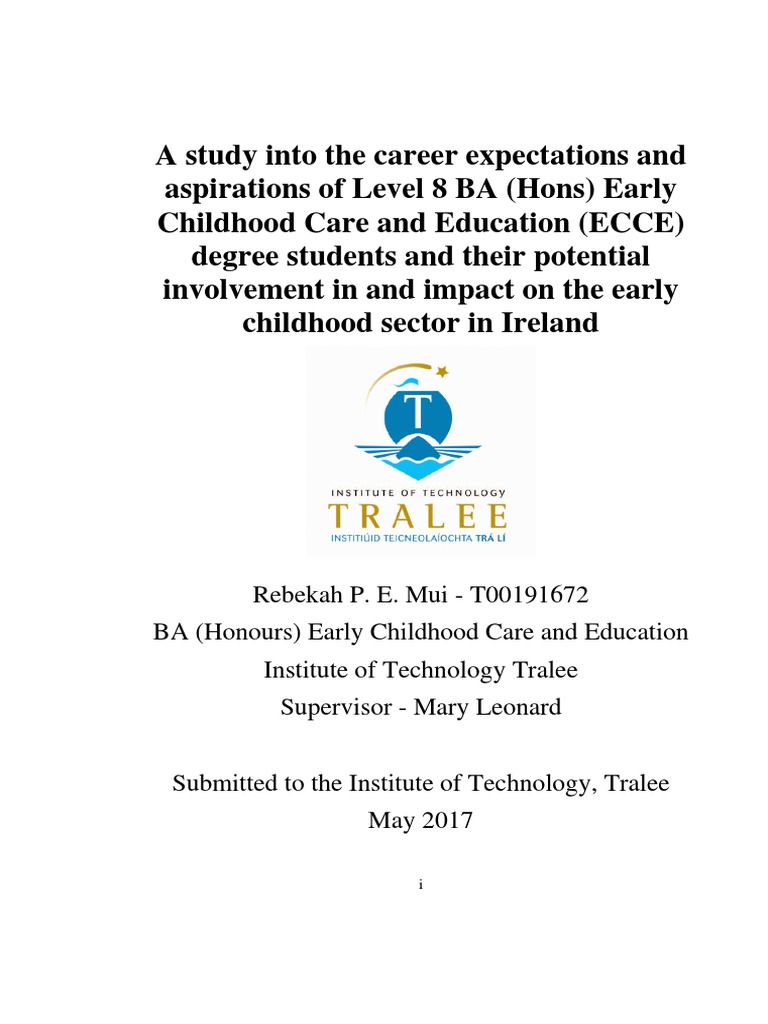 Dissertation Career Expectations and Aspirations of Early Childhood