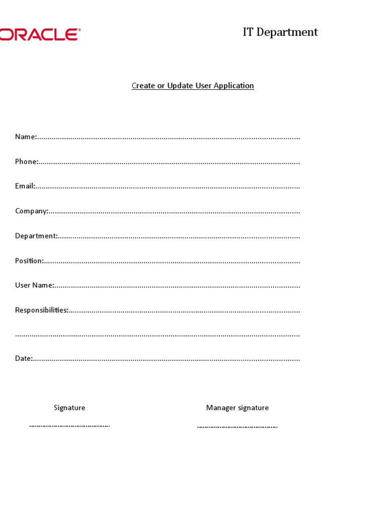 IT Department: Create or Update User Application | PDF