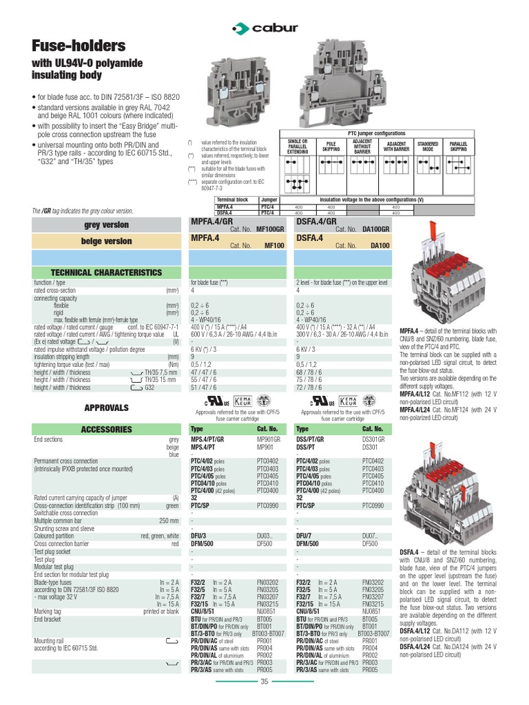 Technical Specs for Fuse Holders | PDF | Fuse (Electrical) | Electrical ...