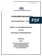 Consumer Buying Behaviour While Purchasing Refrigerator Final Project