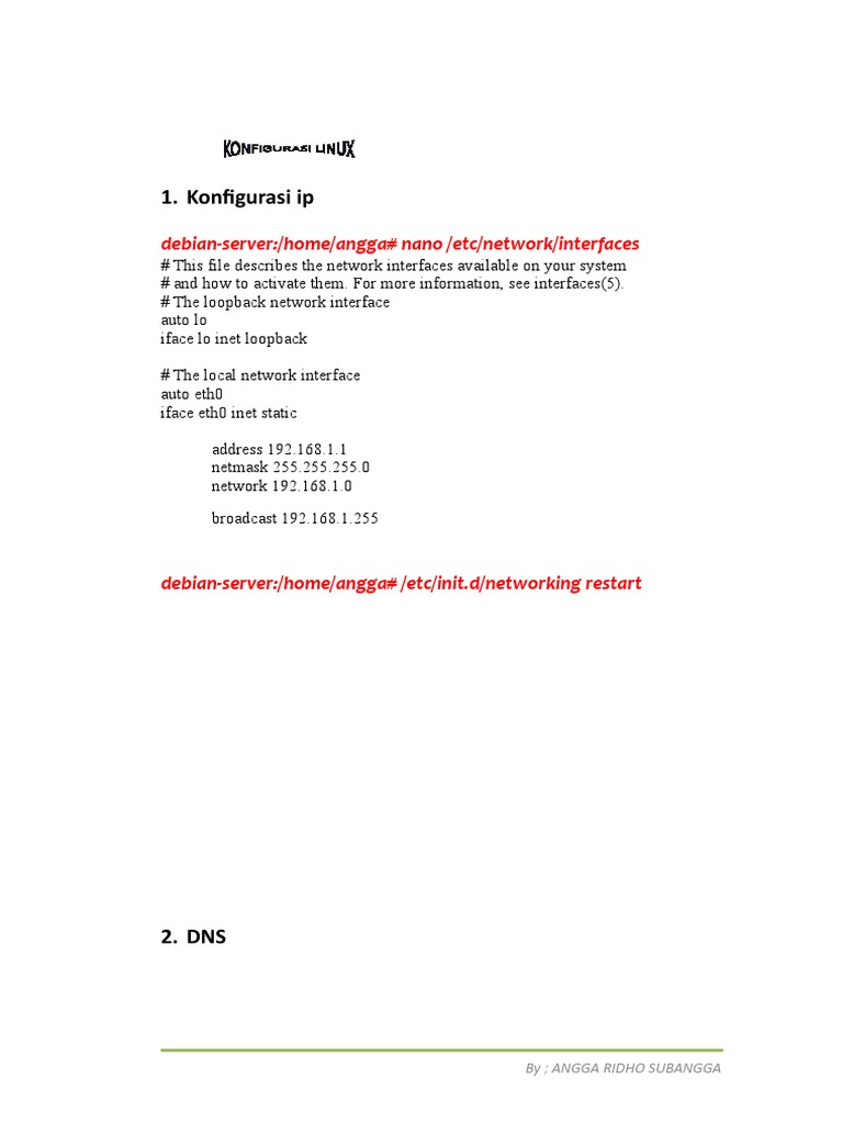Debian Server Network Configuration Guide | PDF