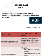 Nursing Care Plan: Alteration Disturbed Body Image: Low Self Esteem Related To Formation of Acne