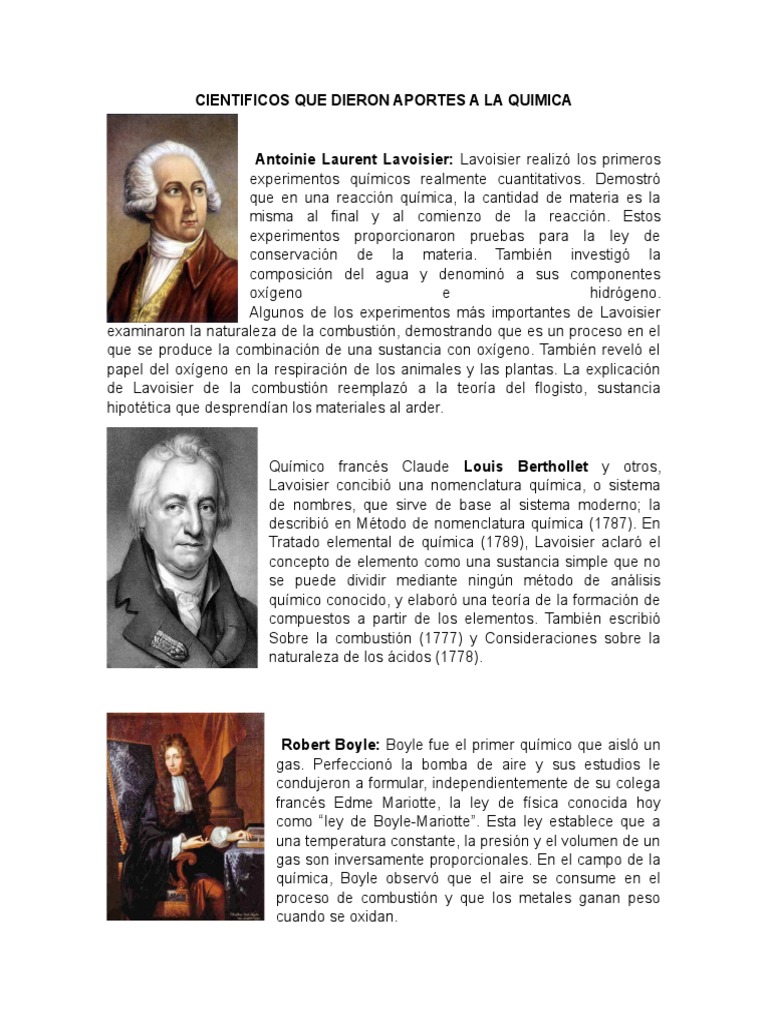 Cientificos Que Dieron Aportes A La Quimica Química Química Física