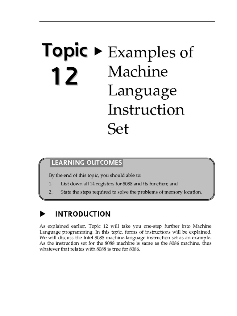 Intel 8088 Machine Language Examples | PDF | Bit | Computer Program