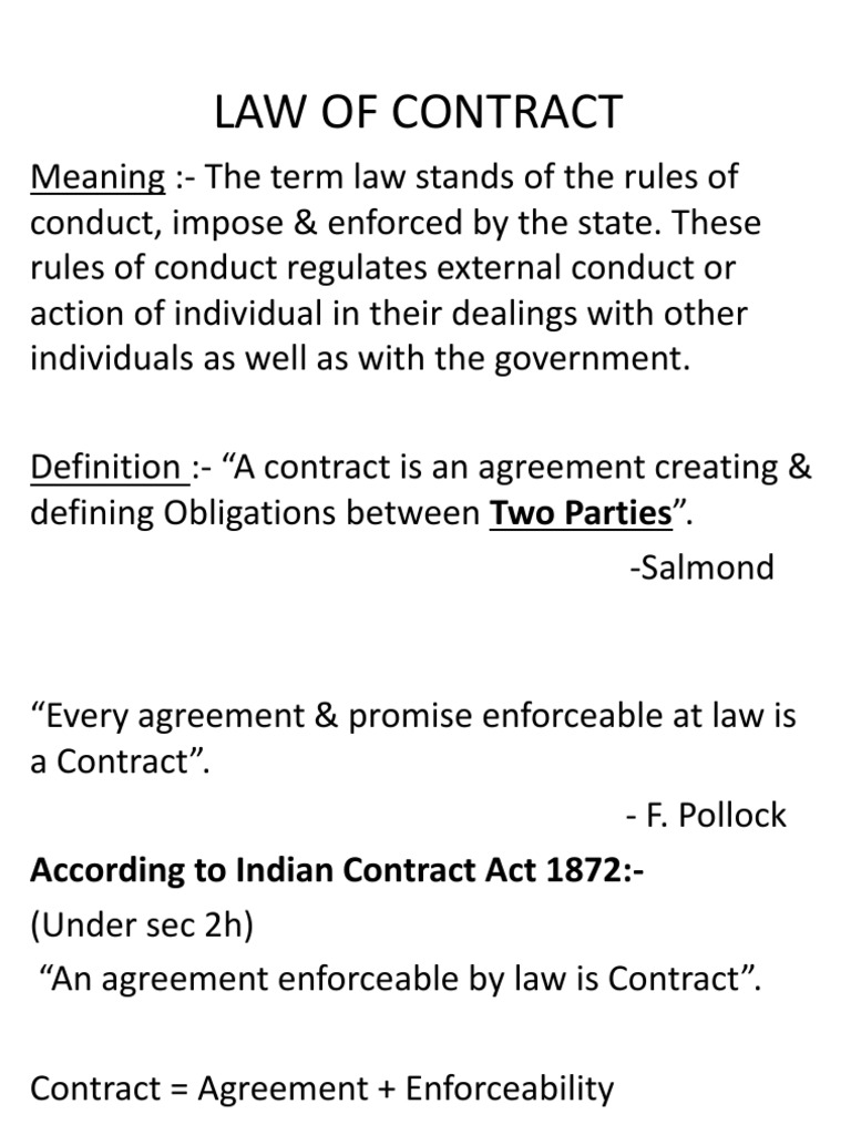 Law of Contract | PDF | Guarantee | Offer And Acceptance