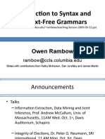 Introduction To Syntax and Context-Free Grammars: Owen Rambow