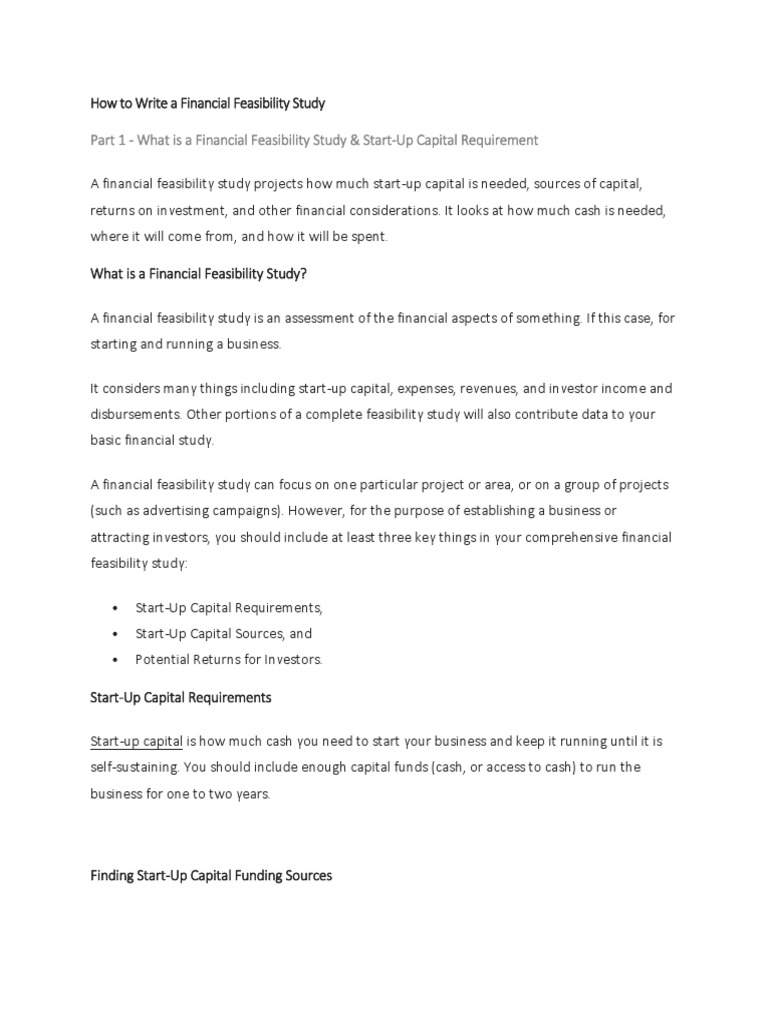 Financial Aspects Introduction  PDF  Feasibility Study  Venture
