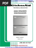 KitchenAid (not Fisher Paykel-built) 2008 Drawer Dishwasher Service Manual 4317427