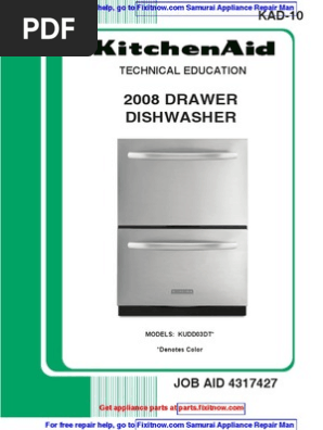 kitchenaid double drawer dishwasher manual