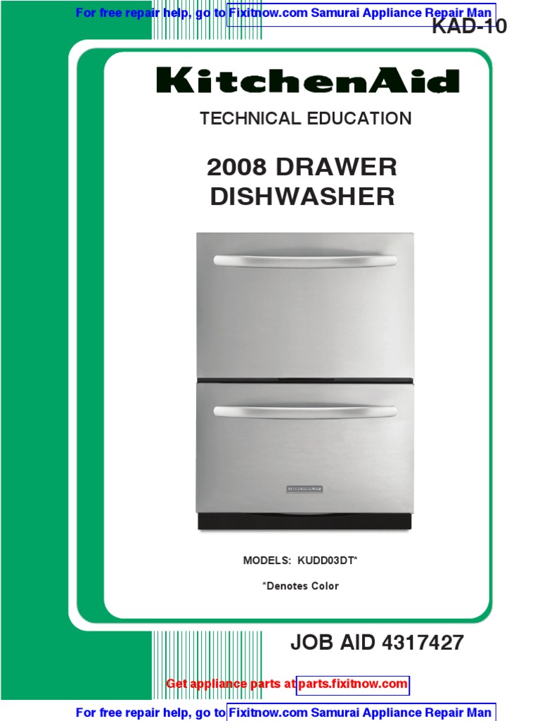 KitchenAid (not Fisher Paykel-built) 2008 Drawer Dishwasher Service