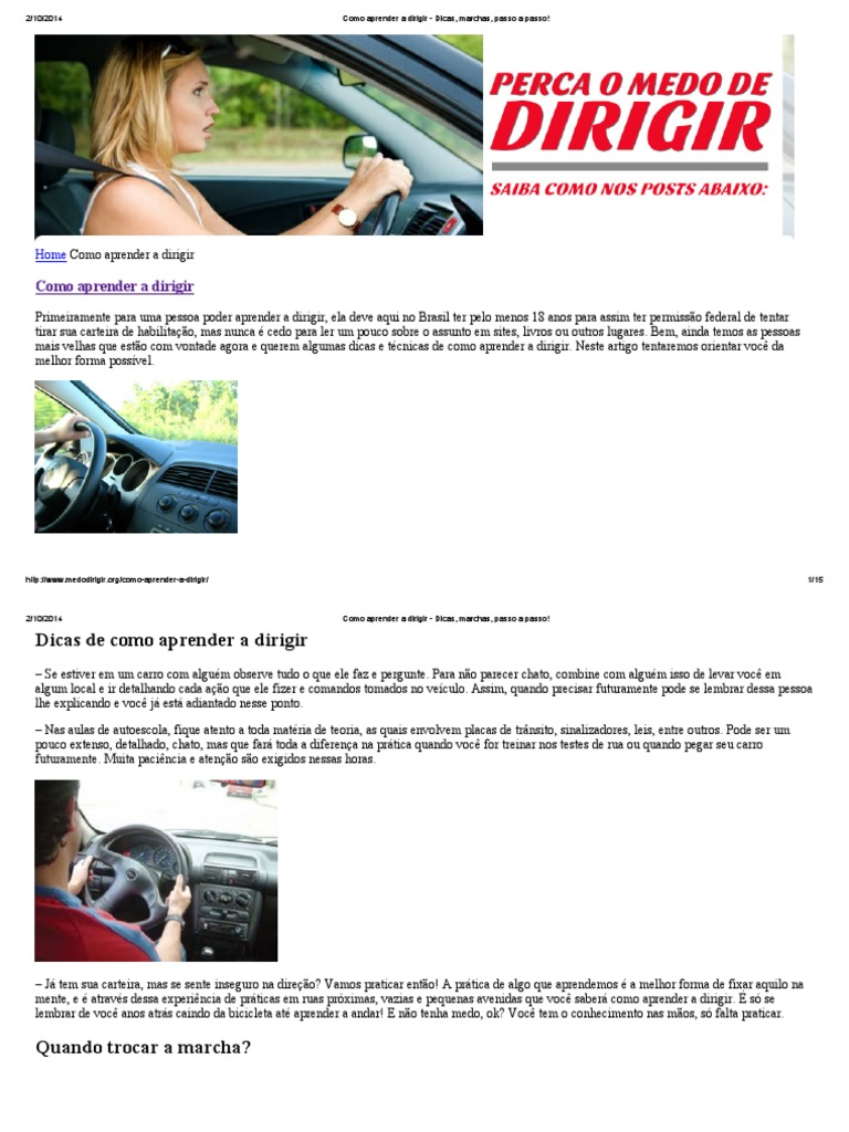 Como Aprender A Dirigir - Dicas, Marchas, Passo A Passo! | PDF | Carro ...