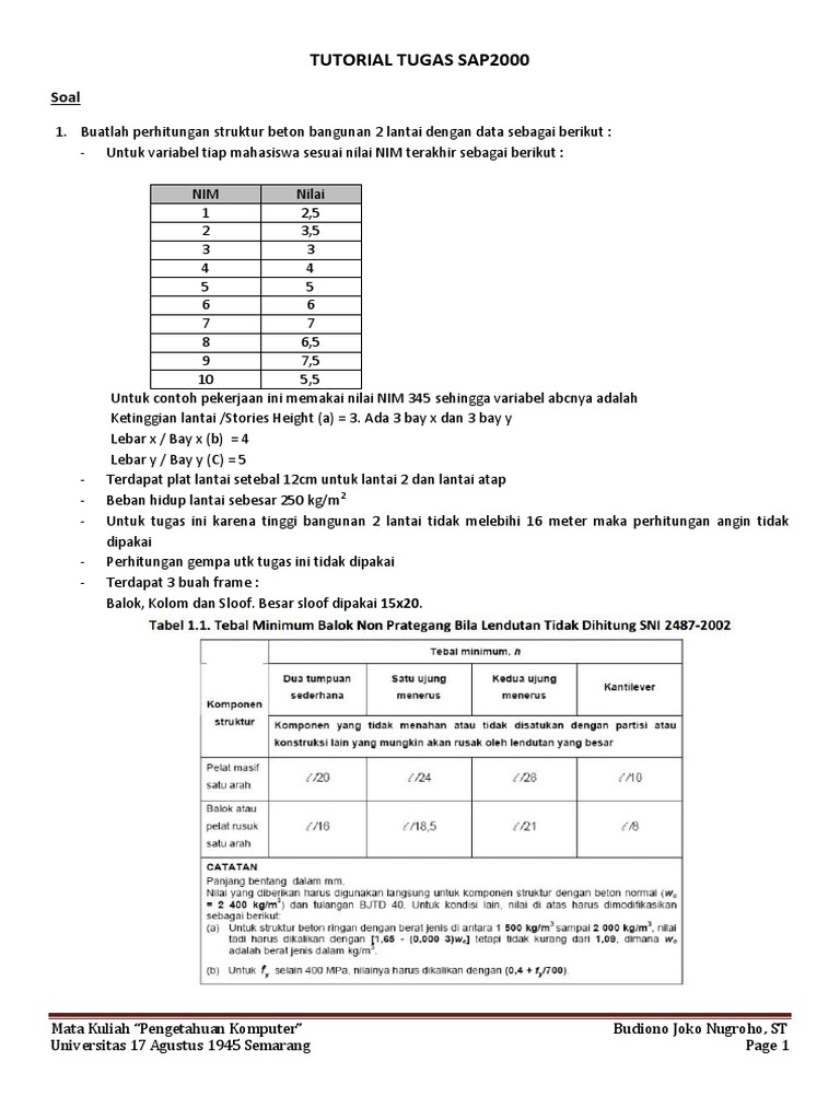 Tutorial SAP2000 untuk Bangunan 2 Lantai | PDF | Sains & Matematika ...