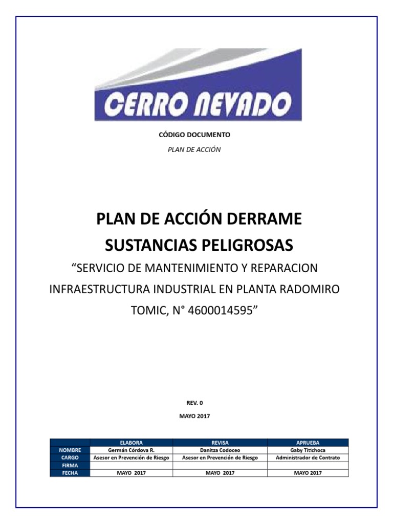 Plan de Acción para Derrames Peligrosos | PDF | Calidad (comercial ...