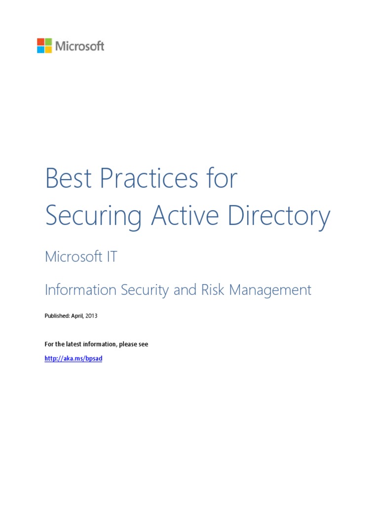 Best Practices For Securing Active Directory | PDF