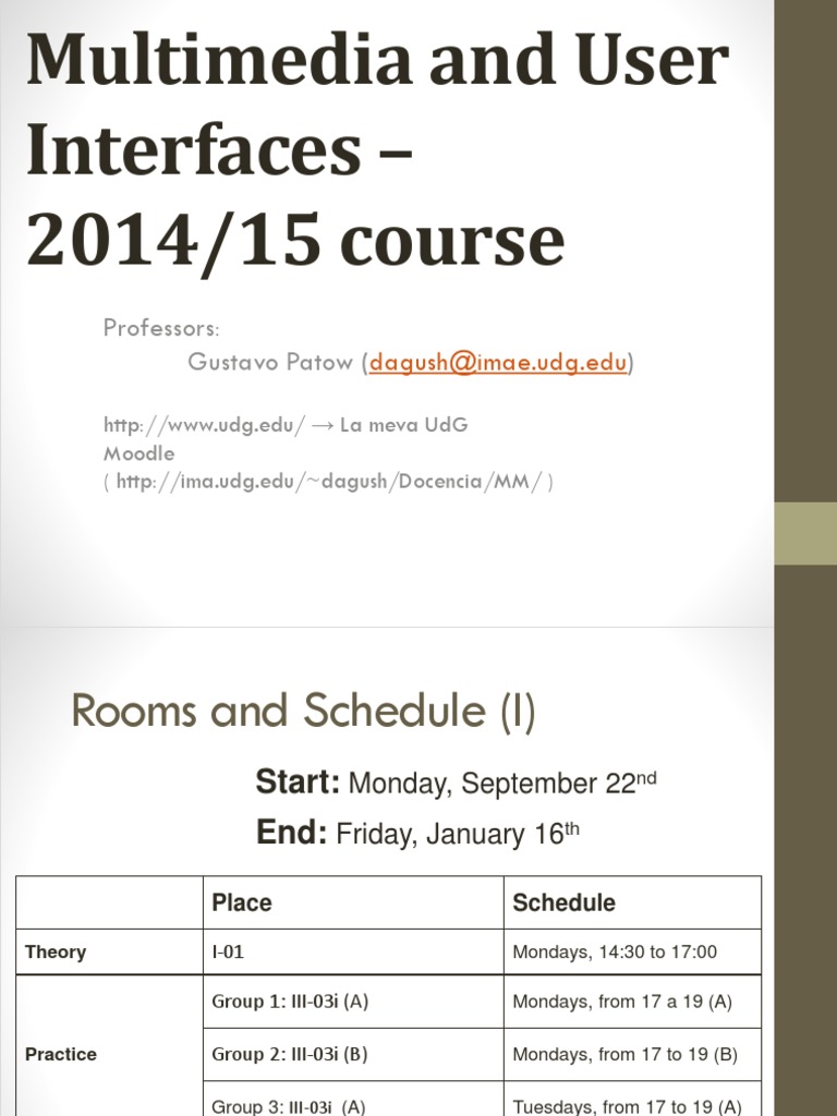 Multimedia User Interfaces Course 2014/15 | PDF | Information Science ...