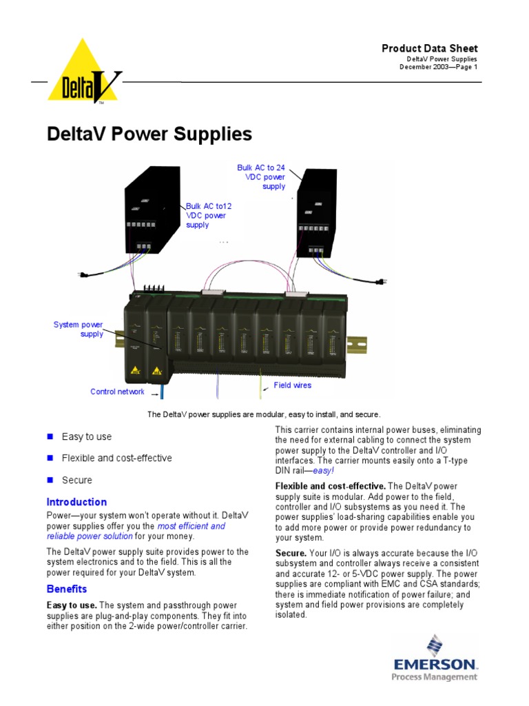 VE5001 Product Data Sheet DeltaV Power Supplies | PDF | Power Supply ...