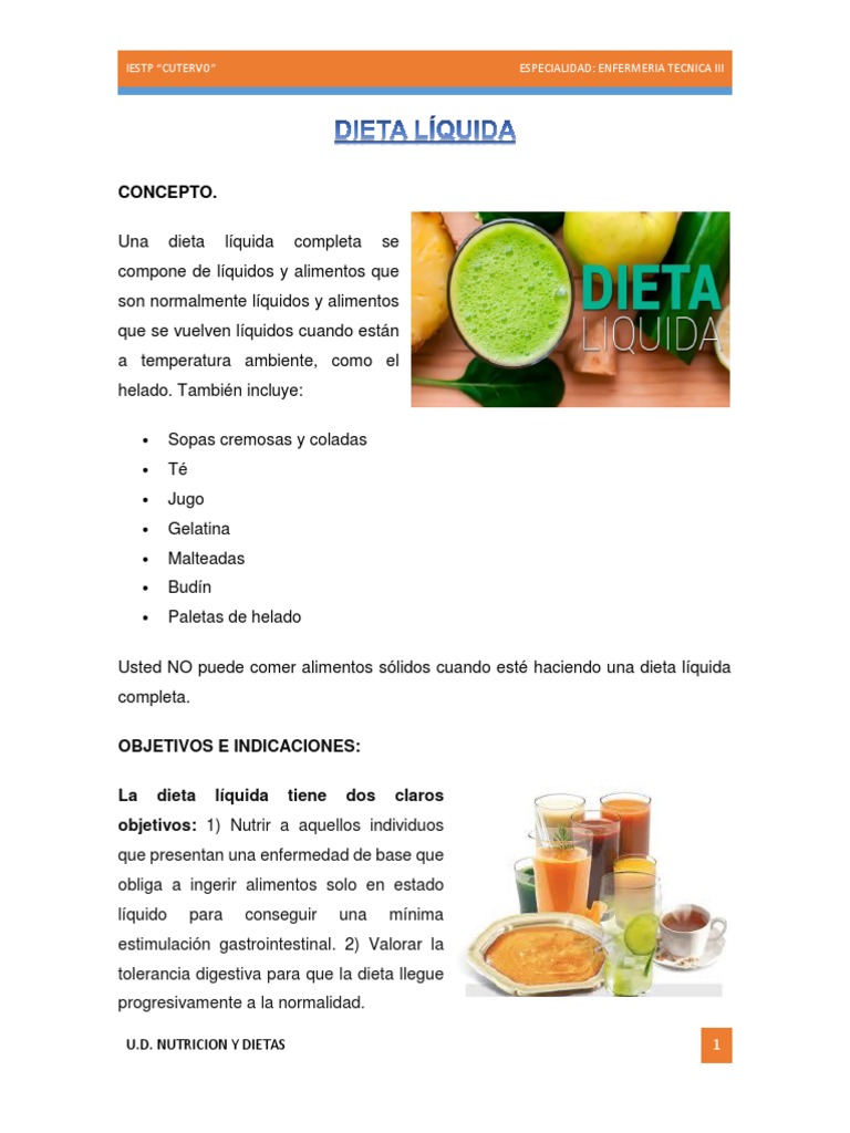 Guía de Dieta Líquida Completa | PDF | Dieta