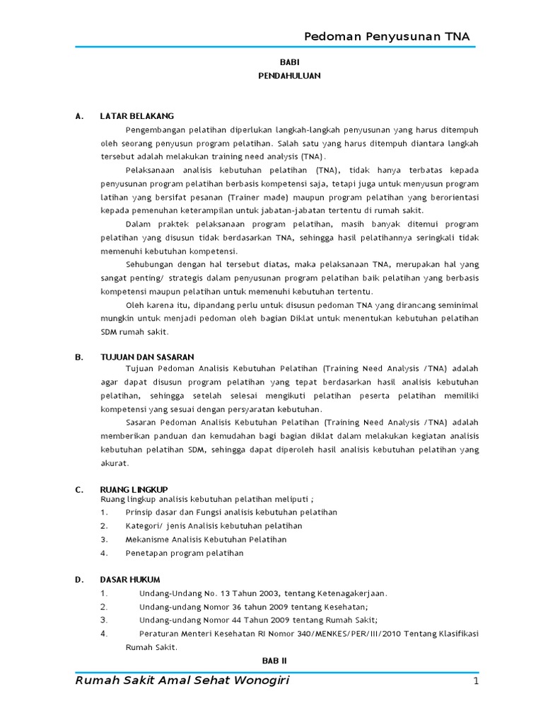 Pedoman Penyusunan Tna | PDF