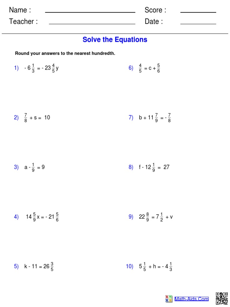 algebra1 equations one fractions